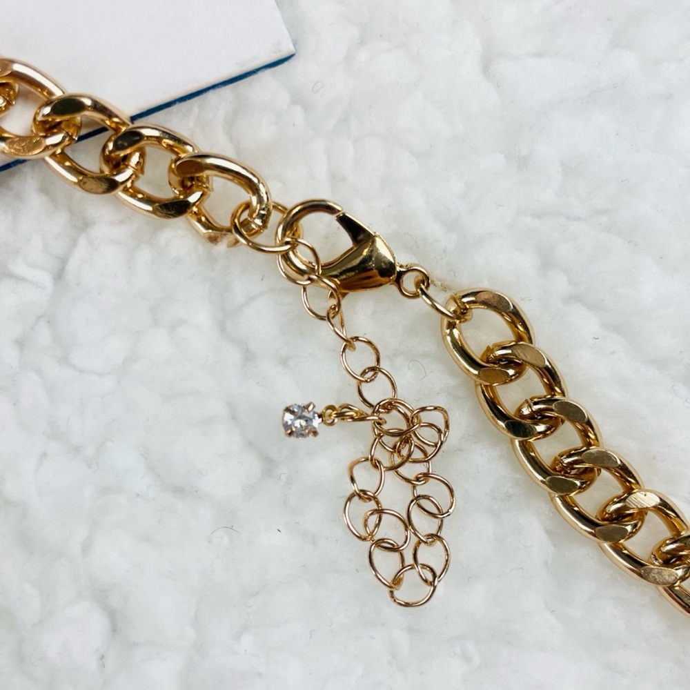 (NWT) UO • Gold/Silver Two-Toned Puffed Heart Pendant Chain Link Choker Necklace - Picture 6 of 9